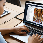 **

A Thai person happily using a Generative AI tool on their laptop, brainstorming content ideas. The scene should depict a modern co-working space, with elements of Thai design and cultural items subtly incorporated. The laptop screen shows a creative project in progress. Focus on conveying a sense of ease and inspiration.

**