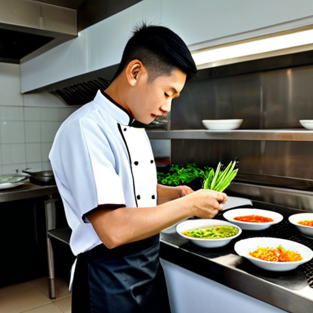 **
"A professional male chef in a clean, modern restaurant kitchen in Chiang Mai, Thailand. He is fully clothed in a chef's uniform, preparing traditional Thai dishes with fresh ingredients. Safe for work, appropriate content, perfect anatomy, correct proportions, well-formed hands, professional photography, high quality, family-friendly, modest."