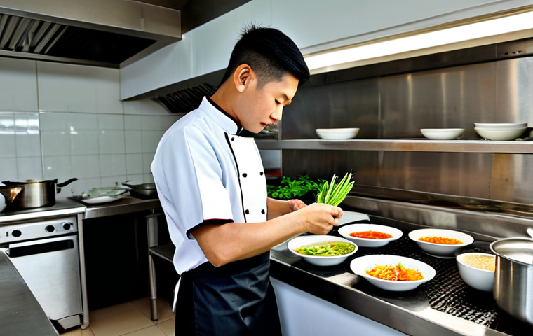 **

"A professional male chef in a clean, modern restaurant kitchen in Chiang Mai, Thailand. He is fully clothed in a chef's uniform, preparing traditional Thai dishes with fresh ingredients. Safe for work, appropriate content, perfect anatomy, correct proportions, well-formed hands, professional photography, high quality, family-friendly, modest."