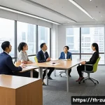 Home 22 피드백 수용력 향상을 위한 포괄적인 접근법 - A professional Thai office setting where a diverse group of adult coworkers engage in a constructive...