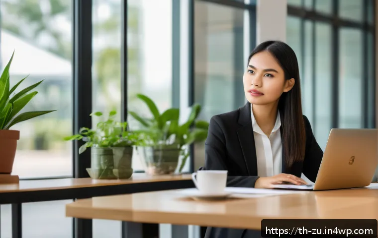 피드백 수용을 위한 심리적 준비 방법 - A professional Thai office setting showing a confident young Thai woman in business casual attire at...