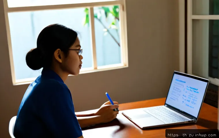 Home 17 피드백 수용을 위한 자기 주도 학습 방법 - Photorealistic Thai university student at a tidy home study desk, thoughtfully reviewing a mentor’s ...